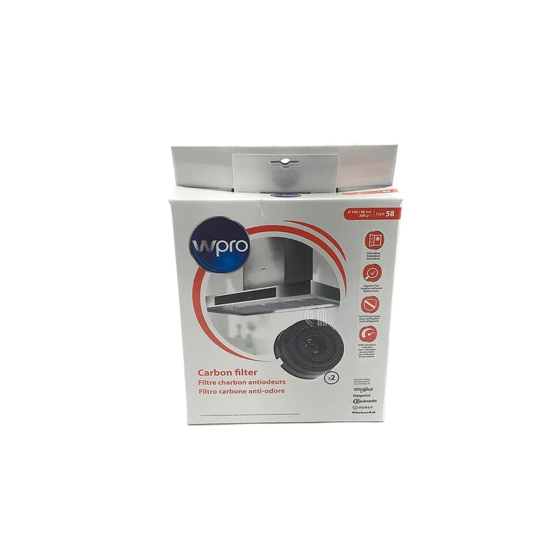 Filtro de carbón activado circular tipo 58 para campana Whirlpool