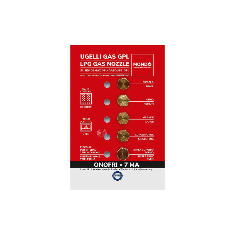 ONOFRI, UNIVERSALE, MONDO - Kit de 5 inyectores de gas GLP 7MA para encimera - AST-00537510