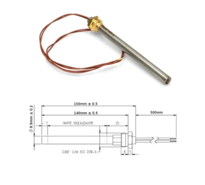 Weerstand pelletkachel 140mm x 9,9mm 3/8 250W HT62650