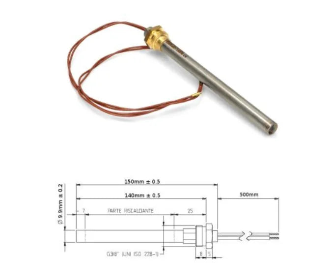 Weerstand pelletkachel 140mm x 9,9mm 3/8 300W HT62652