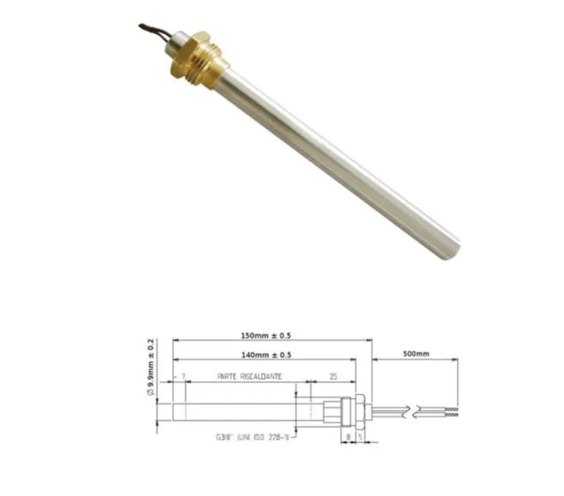 Resistencia estufa pellet 140mm x 9.9 3/8 280W HT62651